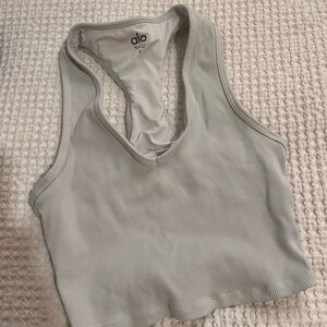 White alo ribbed tank